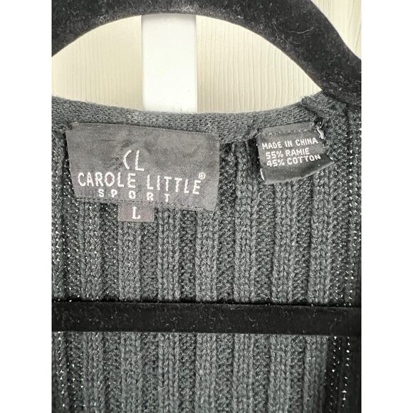 90s Carole Little Red Striped Knitted Beaded Fringe Colorful Boho Vest Large - Picture 2 of 7